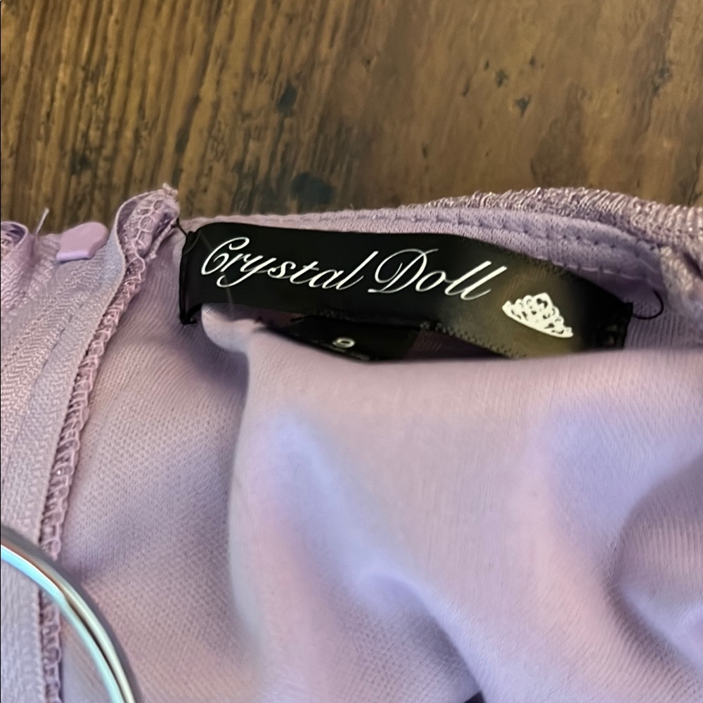 Crystal Doll Lavender Ruched Bodycon Mini Dress - Picture 2 of 6